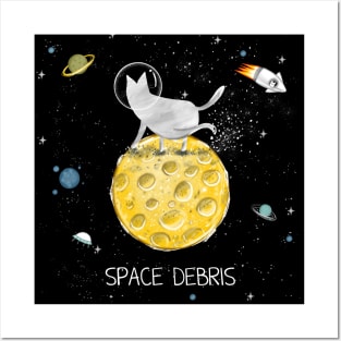 Cats in space. Cute typographi print with cats astronaut. Posters and Art